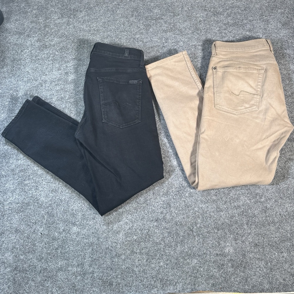 7 For All Mankind Jeans Mens 33x32 Black & Brown Slimmy Slim Straight  Denim Lot